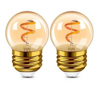 Hcnew G40 E27 LED Retro Edison Bombilla de filamento Mini Globo 1W Luz de filamento en espiral Bombilla de vidrio ámbar 220V para luces de cadena al aire libre,Súper cálido 2200K -2 Paquete