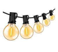 Hcnew LED luces de hadas al aire libre, 15M/50FT 25+1 G40 bombilla luces de hadas bombillas impermeables de hadas de interior al aire libre para el jardín, fiesta, terraza, bodas, 2200K blanco cálido