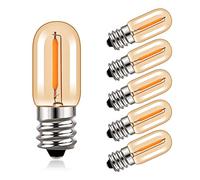 Hcnew T16 E12 Mini Bombilla LED 1W Blanco Cálido 2200K Bombilla de Filamento Edison Vintage 50LM,Equivalente a 10W, Luz de Refrigerador Luz Nocturna,No Regulable,6 Piezas
