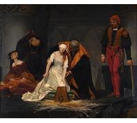 HCOTZHPY Pintura Clásica Impresiones Abstractas Pintura de Póster Ejecución de Lady Jane Grey en el Año de la Torre de Londres por Paul Delaroche para Decoración de Oficina 60x90cm