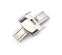 HCPGBGLBTF 14 16 18 20 22 24mm Universal Hebilla 316L Metal Acero Inoxidable Doble Presión Bandeja de mariposa Compatible for Tissot Compatible for Armani Hebilla de mesa(22mm Silver)