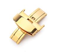 HCPGBGLBTF 14 16 18 20 22 24mm Universal Hebilla 316L Metal Acero Inoxidable Doble Presión Bandeja de mariposa Compatible for Tissot Compatible for Armani Hebilla de mesa(22mm Gold)