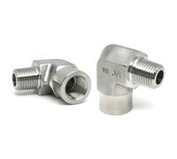 HCPGBGLBTF Adaptador de Tubo de Codo de 90 Grados, 2 Piezas, Conector de Sensor de Acero Inoxidable, Rosca NPT Macho y Hembra, Color Plateado Codo roscado(1/2" Male+Female)