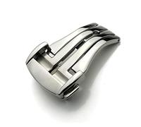 HCPGBGLBTF Bandas de reloj de acero inoxidable Hebilla compatible for OMG Watch Strap Butterfly Cierre de mariposa Uso en cuero Goma Reloj de reloj 14mm 16mm 18mm 20mm negro Hebilla de mesa(Silver Dep