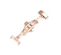 HCPGBGLBTF Bandas de reloj de acero inoxidable Hebilla compatible for OMG Watch Strap Butterfly Cierre de mariposa Uso en cuero Goma Reloj de reloj 14mm 16mm 18mm 20mm negro Hebilla de mesa(RoseGold B