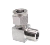 HCPGBGLBTF Conector de tubería de acero inoxidable 304 for doble casquillo y codo de 6-12 mm de diámetro exterior a rosca macho BSPT de 1/8", 1/4", 3/8" y 1/2". Codo roscado(6mm OD Pipe,1/8")