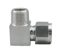 HCPGBGLBTF Conector de tubería de acero inoxidable 304 for doble casquillo y codo de 6-12 mm de diámetro exterior a rosca macho BSPT de 1/8", 1/4", 3/8" y 1/2". Codo roscado(14mm OD Pipe,1/4")