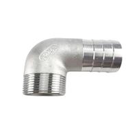 HCPGBGLBTF Conector macho BSPT de 1/4", 3/8", 1/2", 3/4", 1", 6/8/10/12/14/15/16/20/25/32 mm, conector de 90 grados, acero inoxidable 304 Codo roscado(DN25 x Barb 20mm)