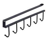 HCPGBGLBTF Ganchos de doble fila sin perforaciones for colgar tazas debajo del estante armario cocina, soporte hierro for, organizador gancho(Noir)