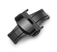 HCPGBGLBTF Moda doble prensa mariposa hebilla reloj botón accesorio10 12 14 16 18 20 22 24mm reloj de acero inoxidable reloj de acero inoxidable Hebilla de mesa(16mm Black)