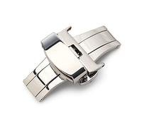 HCPGBGLBTF Moda doble prensa mariposa hebilla reloj botón accesorio10 12 14 16 18 20 22 24mm reloj de acero inoxidable reloj de acero inoxidable Hebilla de mesa(20mm Silver)