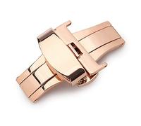 HCPGBGLBTF Moda doble prensa mariposa hebilla reloj botón accesorio10 12 14 16 18 20 22 24mm reloj de acero inoxidable reloj de acero inoxidable Hebilla de mesa(14mm Rose Gold)