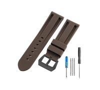 HCPHCVEVVK 22 mm 24 mm 26 mm Negro Azul Rojo Ejército Verde Banda de reloj Correa de reloj de goma de silicona Reemplazo apto for herramientas de correa Panerai Hebilla de acero(Coffee-Black-K11,26mm)