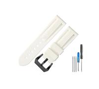 HCPHCVEVVK 22 mm 24 mm 26 mm Negro Azul Rojo Ejército Verde Banda de reloj Correa de reloj de goma de silicona Reemplazo apto for herramientas de correa Panerai Hebilla de acero(White-Black-K11,26mm)