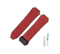 HCPHCVEVVK Accesorios especiales de interfaz convexa aptos for Yuki Leather Big Bang Durable Frosting Watch Band(Red-Black-Z2)