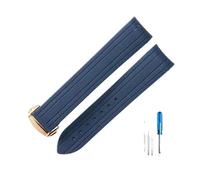 HCPHCVEVVK Ajuste for Omega Accesorios de hebilla plegable Ajuste for Seahorse 300 Ajuste for Super Master 007 Ajuste for Disc Flying Observatory Correa de reloj de silicona(Blue-Rose-Z3)