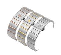 HCPHCVEVVK Correa de acero inoxidable apta for correa de constelación Omega, correa de reloj doble Serie E, cadena de reloj for hombre y mujer de 17mm, 23mm y 25mm(Steel Golden,17mm)