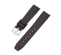 HCPHCVEVVK Correa de extremo curvado 20 mm 22 mm Apto for Omega X Apto for Swatch Moon Swatch Pulsera de caucho de silicona Apto for Rolex Black Green Water Ghost Watch Band(Black red line,22mm)