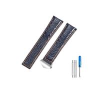 HCPHCVEVVK Correa de reloj cómoda de cuero, correa de reloj for hombre F1, compatible con Monaco, compatible con aceite del Golfo, accesorios transpirables de 22mm(Blue orange-Steel-Z5)