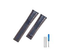 HCPHCVEVVK Correa de reloj cómoda de cuero, correa de reloj for hombre F1, compatible con Monaco, compatible con aceite del Golfo, accesorios transpirables de 22mm(BlueOrange-No buckle)