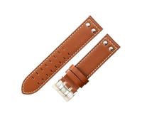 HCPHCVEVVK Correa de reloj de cuero apta for Hamilton Khaki Apta for reloj de campo H760250 H77616533 Correa de reloj apta for correa de reloj Seiko Hebilla de botón de 20 mm y 22 mm(Brown white-Steel