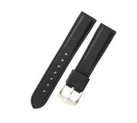 HCPHCVEVVK Correa de reloj de liberación rápida de silicona con costuras for hombre y mujer, correa de reloj Universal de goma negra de 18, 20, 22 y 24mm(Black black-Steel-K2,18mm)