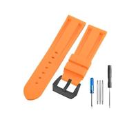HCPHCVEVVK Correa de reloj de silicona de 22mm, 24mm, 26mm, negro, azul, rojo, naranja, blanco, verde militar, correa de reloj de goma apta for correa Panerai, hebilla de aguja(Orange-Black-K11,22mm)