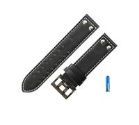 HCPHCVEVVK Correas de cuero con orificio de doble fila de 20 mm y 22 mm aptas for Hamilton en forma for correa de reloj Seiko Remache for hombre Piloto militar Cinturones de reloj de aviación de campo
