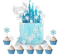 HCRXVV Castillo Decoración para Tartas de Cumpleaños con Copos de Nieve para Niñas y Niños