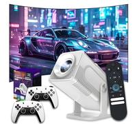 HCS350 MAX Mini Proyector de Videojuegos,10 000 Juegos,c/17 Simuladores,WiFi 2.4/5G+BT,Android 11,1280×720p,Allwinner H713,Enfoque Automático,c/HD-IN,Proyector Portátil Interior/Exterior(Blanco)