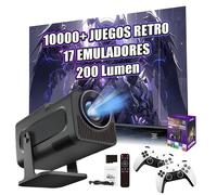 HCS350 Mini Proyector Inalámbrico Portátil con WiFi y Bluetooth, Consola con 10000 Juegos 17 Emuladores, 200 Lumens, 720P, Proyector de Películas Android 11 para Uso en Exteriores (Caja Morada)