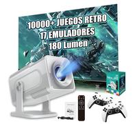 HCS350 Pro Proyector Inalámbrico Portátil con WIFI y Bluetooth, Consola de Juegos con 10000+ Juego, Proyector de Películas con Android 11 para Uso al Aire Libre, con Función de Enfoque Remoto (Blanco)