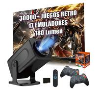 HCS350 Pro+ Proyector Inalámbrico Portátil con WIFI y Bluetooth, Consola Juego con 30000+ Juego, Proyector de Películas con Android 16 para Uso al Aire Libre y Home Theater, con Control Remoto por Voz