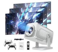 HCS350Max Game Projector with 2 Wireless Game Controller & 30,000+ Games, 1080P 4K Retro Game Projector Bluetooth Remote, Compatible con HDMI/TV Stick/USB/Phone/PC, Blanco
