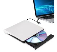 Hcsunfly Unidad Externa de CD/DVD para Laptop, Reproductor de CD/DVD Tipo C USB 3.0, Lector de Grabador portátil Compatible con Mac MacBook Pro/Air iMac Desktop Windows 7/8/10/XP/Vista (Blanco)