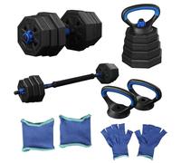 HCT STYLE Mancuernas Ajustables 20 kg - Set de Pesas Multifunción con Barra, Mancuernas y Soportes para Flexiones, Entrenamiento en Casa