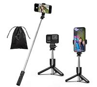 HCTian Palo para Selfies, 4 En 1 Mini Selfie Stick, Soporte De TríPode Estable Extensible Y PortáTil con Control Remoto InaláMbrico Desmontable Compatible con iPhone/Gopro/Xiaomi/CáMara/Samsung