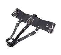HCUDFN Cinturón de castidad BDSM con vibrador de cuero, arnés con soporte firme y esposas de cuero, juguetes sexuales for hombres y parejas.(Black Schwarz,M)