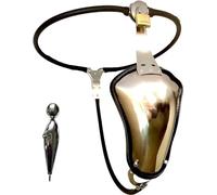 HCUDFN Cinturón de castidad de acero inoxidable con tapón anal y ropa interior metálica, dispositivo de castidad, juguetes sexuales de bondage BDSM for hombres y parejas.(Black Schwarz,Waist 108~114cm