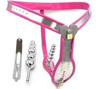 HCUDFN Cinturón de castidad de acero inoxidable SM, dispositivo de castidad con forma de corazón, tapón anal, ropa interior, BDSM, dispositivo de castidad for hombres y parejas.(Waist 82~88cm)