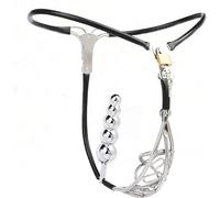 HCUDFN Cinturón de castidad de acero inoxidable SM, ropa interior de metal, dispositivo de castidad, BDSM, juguetes sexuales de bondage for hombres y parejas.(Black Schwarz,Waist 82~88cm)