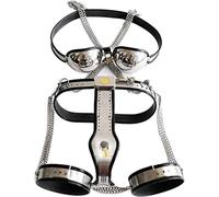 HCUDFN Cinturón de castidad femenino 3 en 1, conjunto de ataduras sexuales, sujetador, ropa interior, leggings, juguetes sexuales for mujeres y parejas.(Waist 60~90cm)