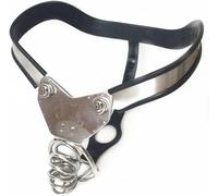 HCUDFN Cinturón de castidad masculino de acero inoxidable BDSM, dispositivo de castidad hueco, jaula de metal for el pene, juguetes sexuales for hombres y parejas.(Waist 108~114cm)
