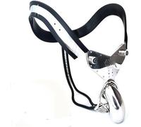 HCUDFN Cinturón de castidad masculino de acero inoxidable, ropa interior de metal, dispositivo de castidad hueco, jaula for el pene, productos sexuales for hombres y parejas.(Waist 102~108cm)