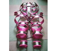 HCUDFN Conjunto de 9 piezas de acero inoxidable, dispositivo de cinturón de castidad, collar, sujetador, brazo, muñeca, esposas, muslo, rodilla, eje, tobillo, anillo, esclavitud for mujeres y parejas(