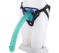 HCUDFN Consolador con correa de 41 cm de silicona for mujer, consolador anal extraíble con ventosa fuerte, 3 juntas tóricas, tapón anal SM for mujeres y parejas.(D Green)