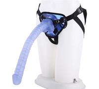 HCUDFN Consolador con correa de 41 cm de silicona for mujer, consolador anal extraíble con ventosa fuerte, 3 juntas tóricas, tapón anal SM for mujeres y parejas.(D Blue)