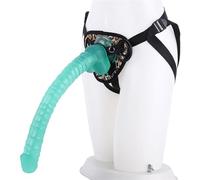 HCUDFN Consolador con correa de 41 cm de silicona for mujer, consolador anal extraíble con ventosa fuerte, 3 juntas tóricas, tapón anal SM for mujeres y parejas.(C Green)