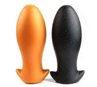 HCUDFN Consolador enorme con forma de huevo de dragón, tapón anal de silicona suave, consolador anal grande, próstata, juguetes sexuales SM for mujeres y parejas.(Gold,L)