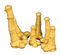 HCUDFN Consolador gigante de caballo, consolador de animal, 6 tamaños disponibles, consolador monstruo, tapón anal, masturbadores con ventosa fuerte for mujeres y parejas.(Gold,M)